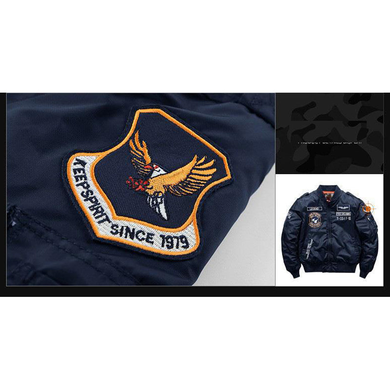 Printed Alphabet Thick Warm Padded Stand Collar Jacket