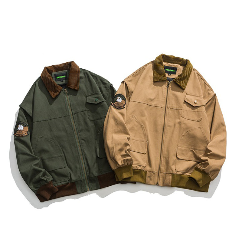 Contrast color jacket with Velcro pattern
