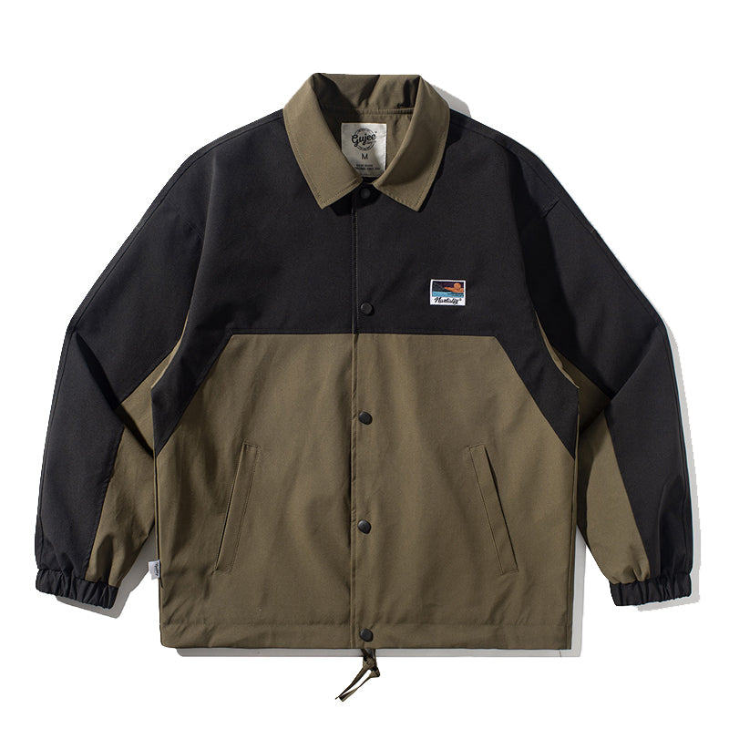 Retro mixed color loose casual jacket