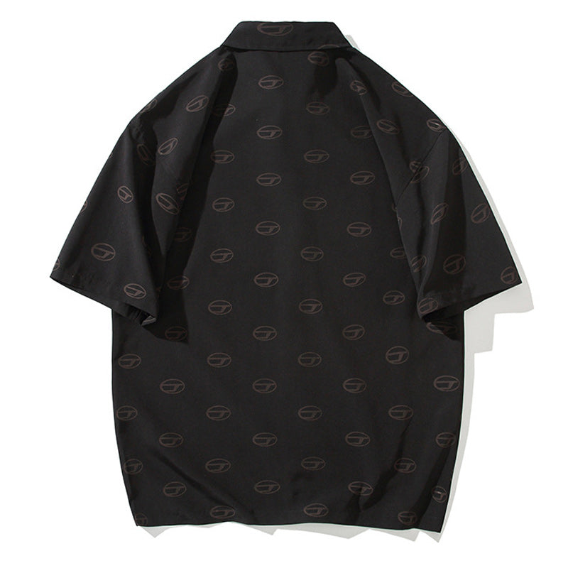 Simple retro short-sleeved print shirt