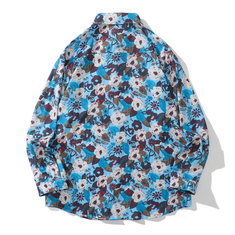New Autumn Collection: Full Bloom Blue Long Sleeve Shirt