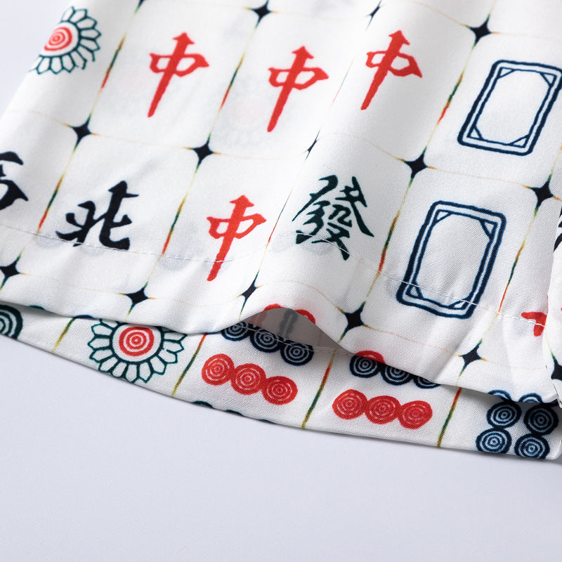 New for summer: Mahjong print short-sleeved shirt