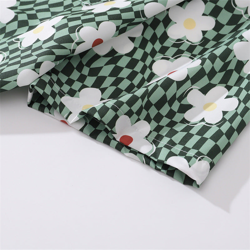New summer check print short sleeve shirt