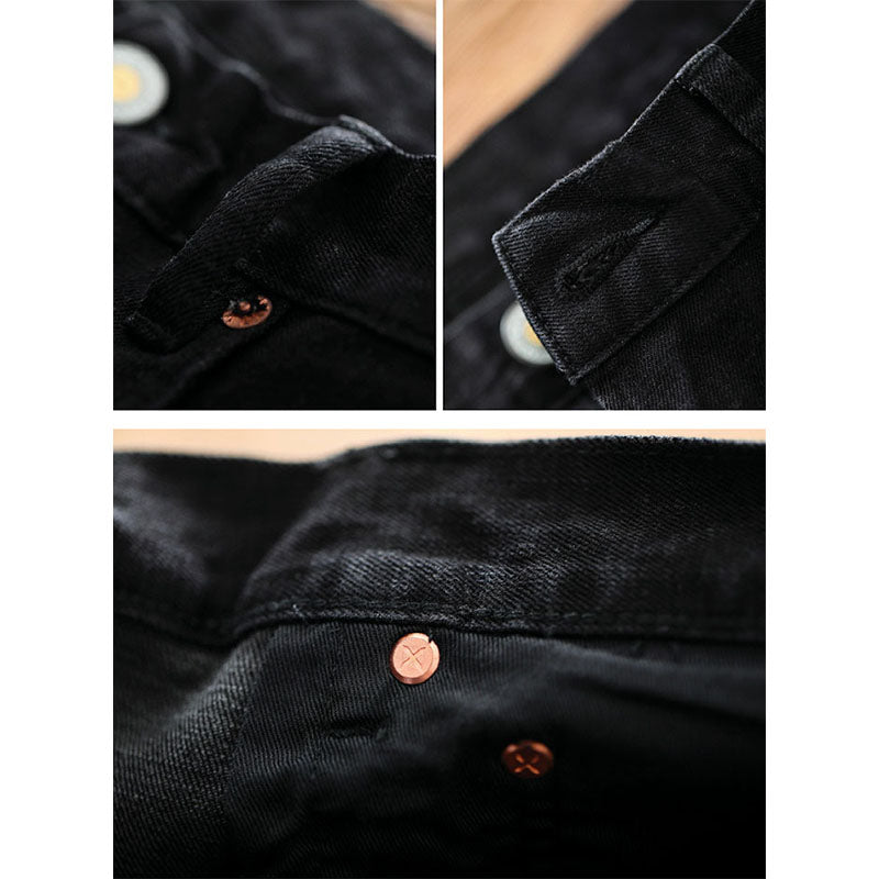 Straight denim pants with embroidery