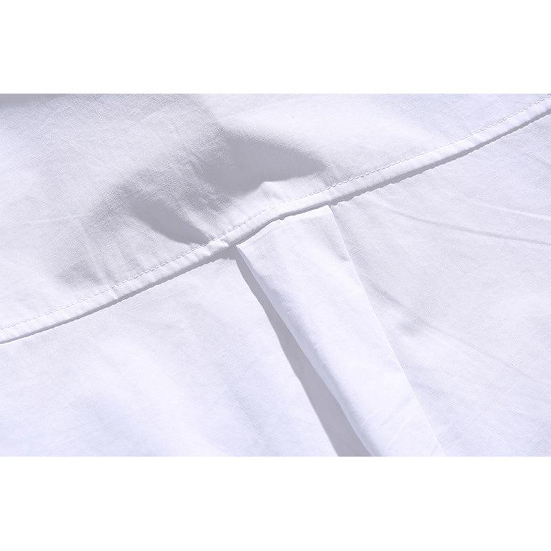 Retro functional large pocket plain work short sleeve shirt