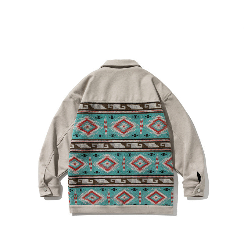 Color-coordinated retro ethnic shirt