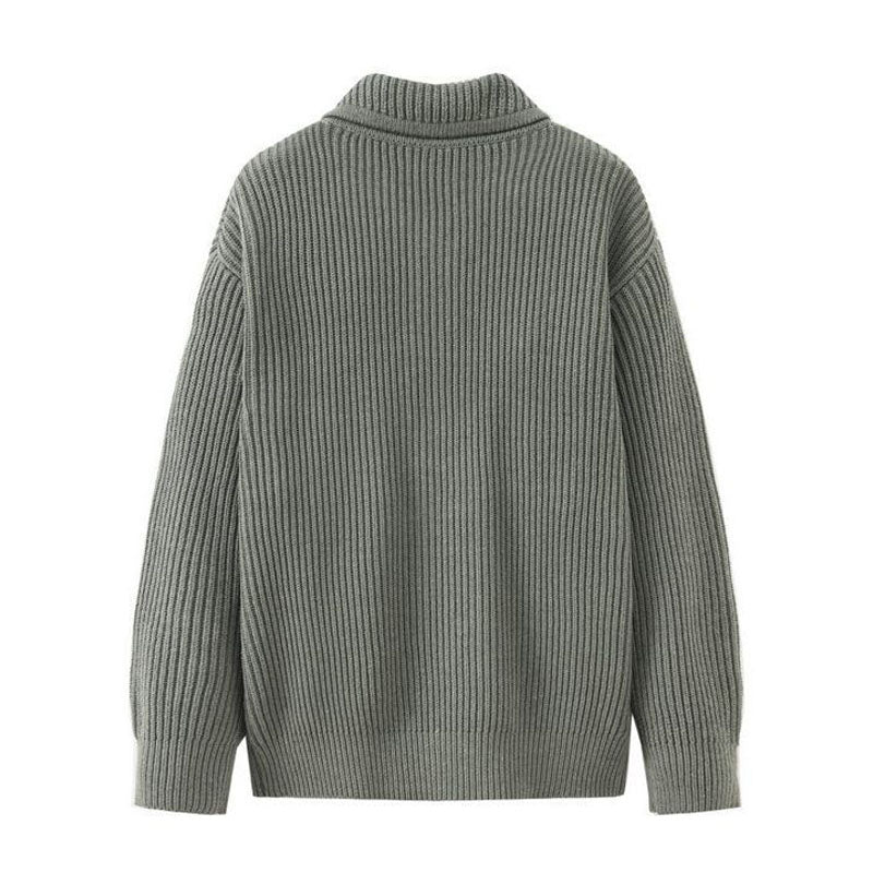 Business & Casual Collared Rib Knit Cardigan