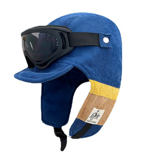 Cap with ear flaps for cold weather protection, flight cap, pilot cap