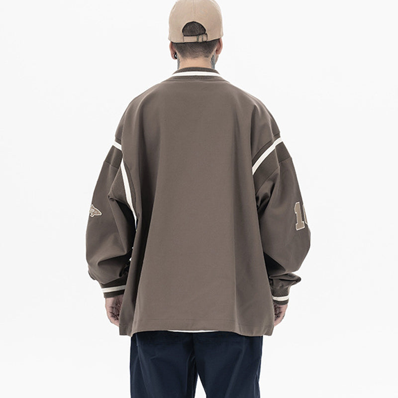 Oversized baseball sweatshirt with embroidered badge