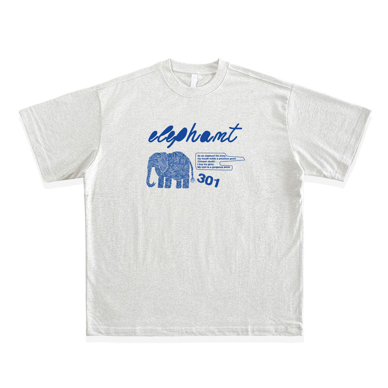 Elephant graffiti print short sleeve T-shirt