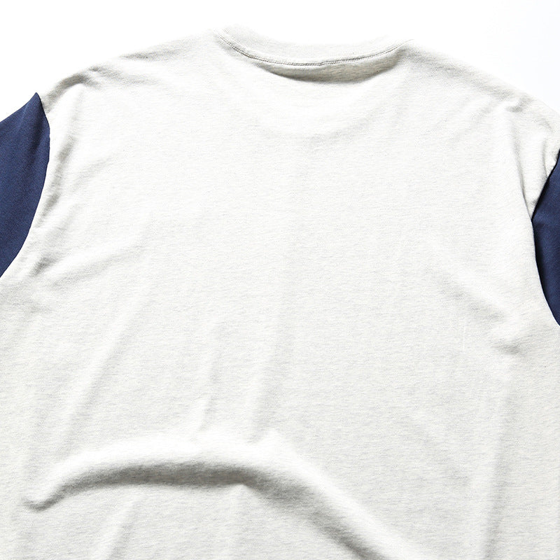 夏新作配色切替半袖Tシャツ