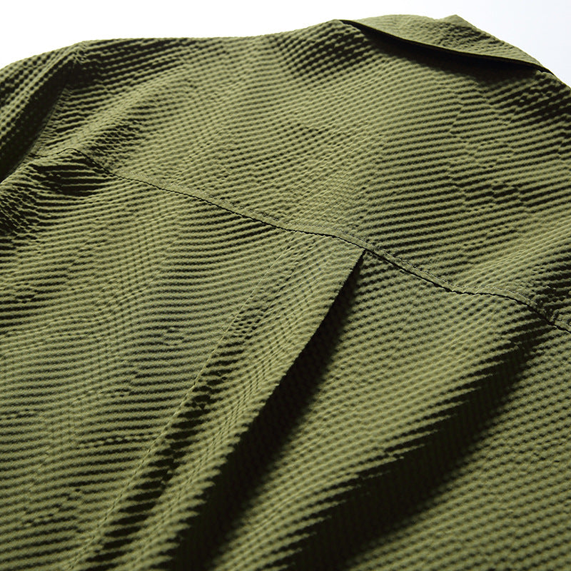 New summer multi-pocket plain short-sleeved shirt