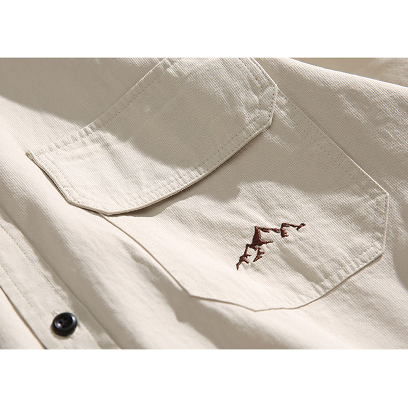 Solid color short-sleeved work shirt in four colors