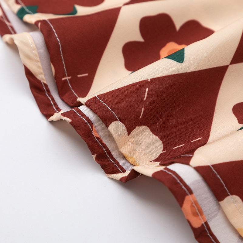 New summer check print short sleeve shirt