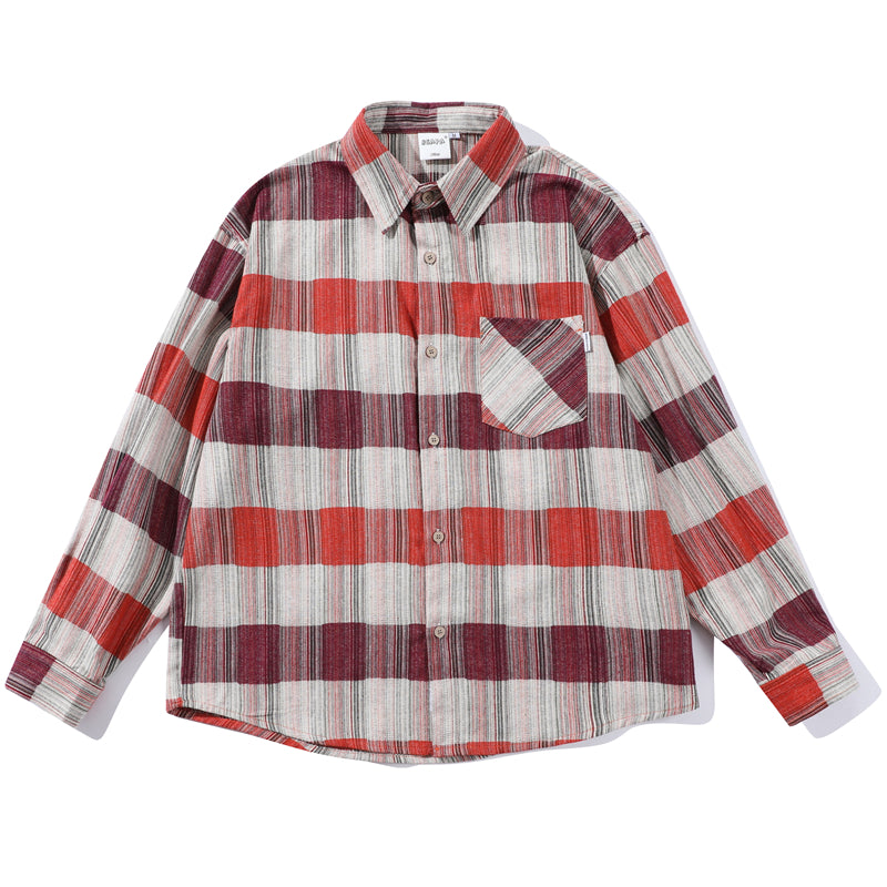 Jacquard colorful check long-sleeved shirt