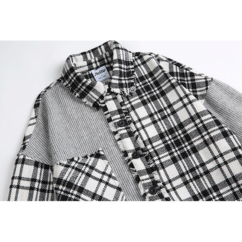Fashion check pattern long sleeve shirt