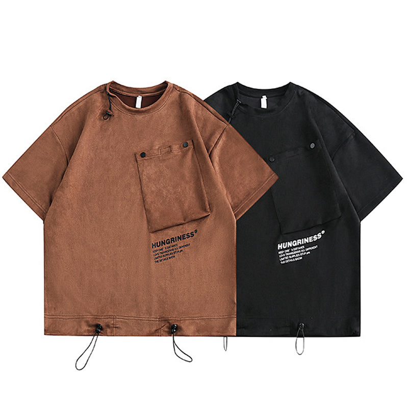 New for summer: 3D pocket suede short sleeve T-shirt