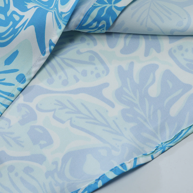 New summer leaf print short sleeve shirt