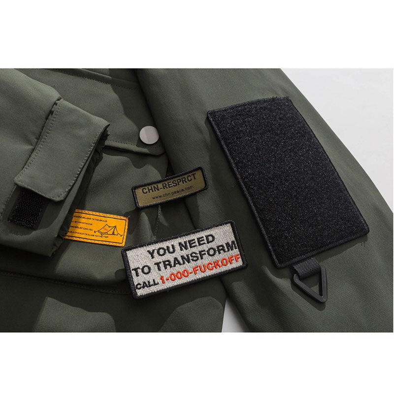 Stand collar multi-pocket outdoor cargo jacket
