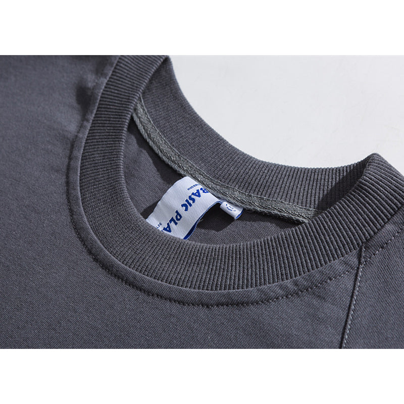 刺繡入り 不規則ステッチコットンTシャツ