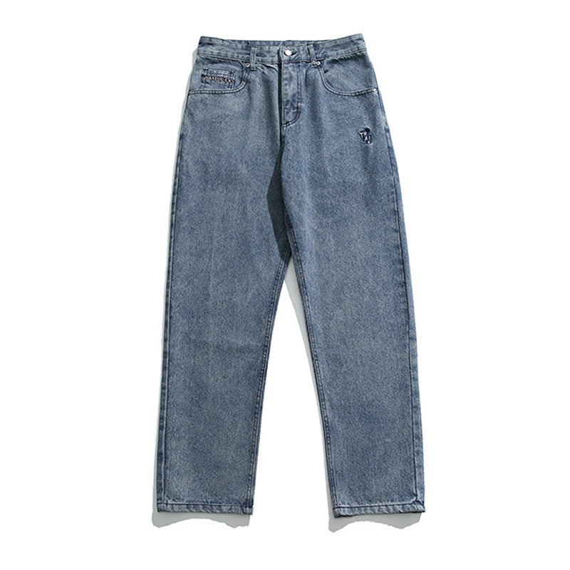 Washed Simple Straight Jeans