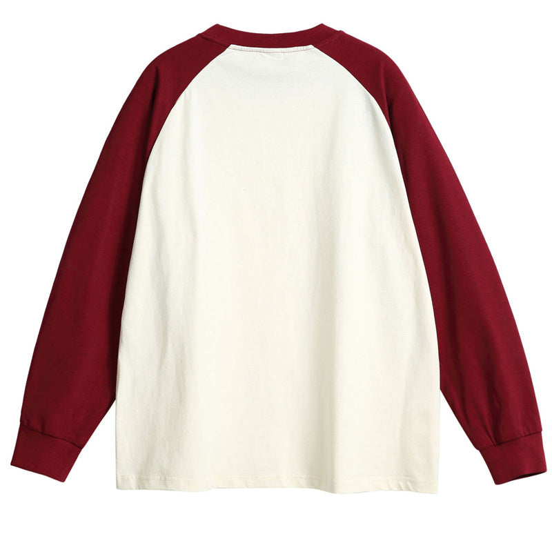 Four-color long-sleeved T-shirt with contrasting colors