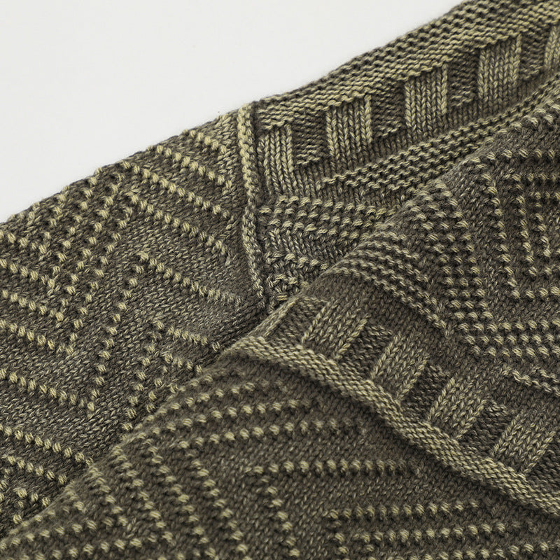 無地 刺繍 ラウンドネック ニットプルオーバー セーター