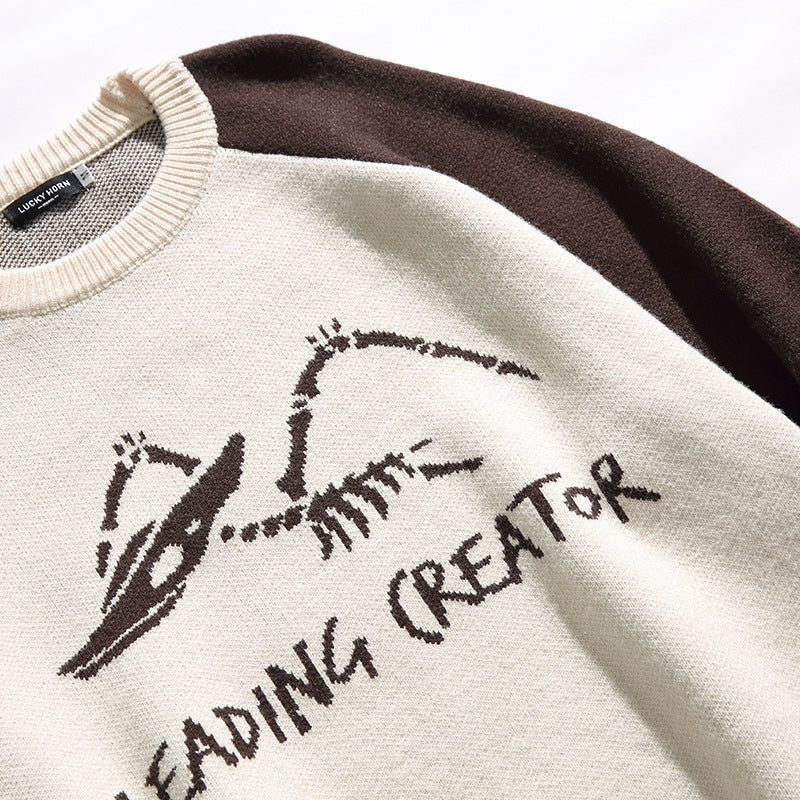 「Leading Creator」シリーズ ジャガード織ラグラン配色ニットセーター