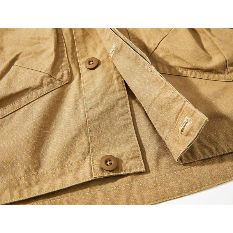 Luxurious V-neck plain functional pocket jacket