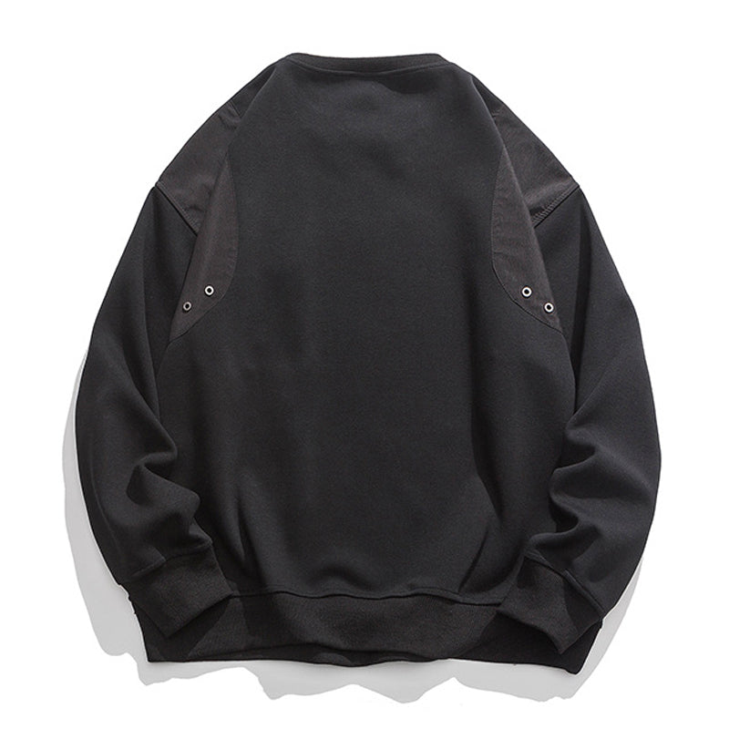 切替 ポケット飾り ラウンドネック 長袖インナー Tシャツ