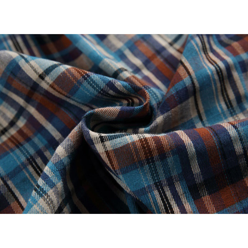 New Summer Check Cotton Short Sleeve Shirt
