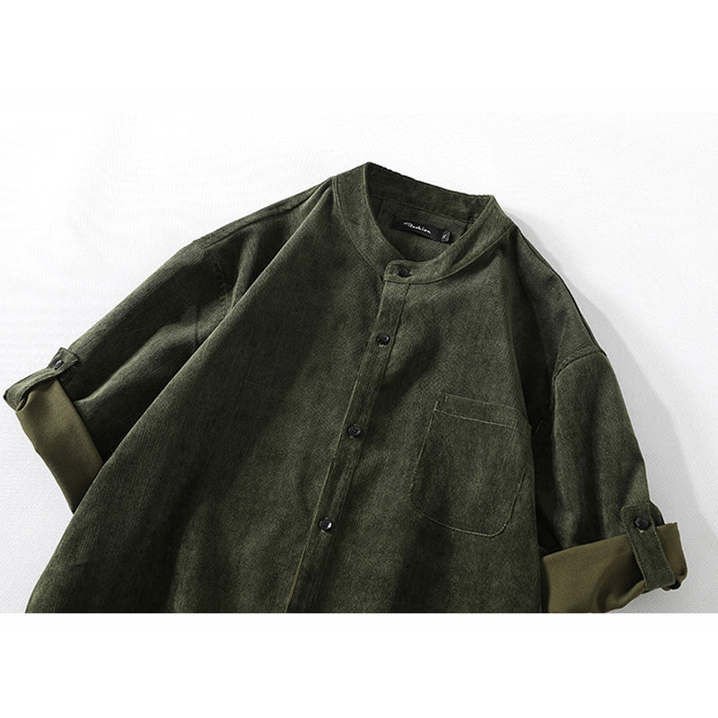New for summer: Solid color, collarless, short-sleeved shirts M-5XL