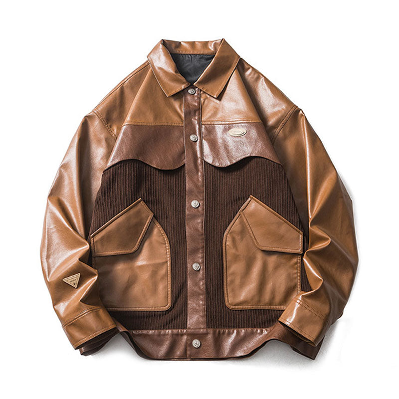 Corduroy embroidered shirt collar jacket
