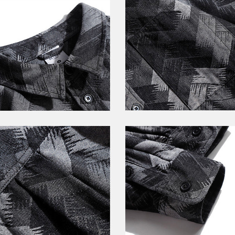 Paint print long sleeve denim shirt available in 3 colors