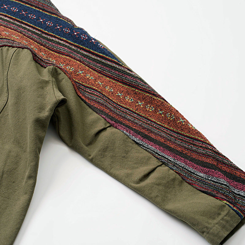 Sanjuro Kimono Jacket, Ethnic-style Classic Color-block Jacket