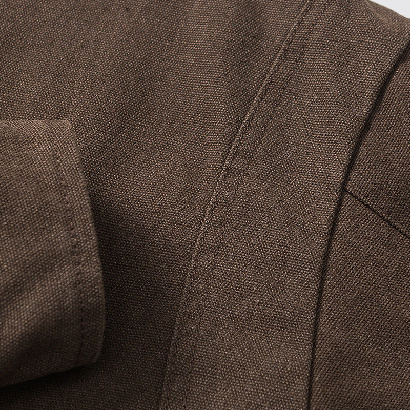 Plain, loose-fitting coat pocket lapel jacket