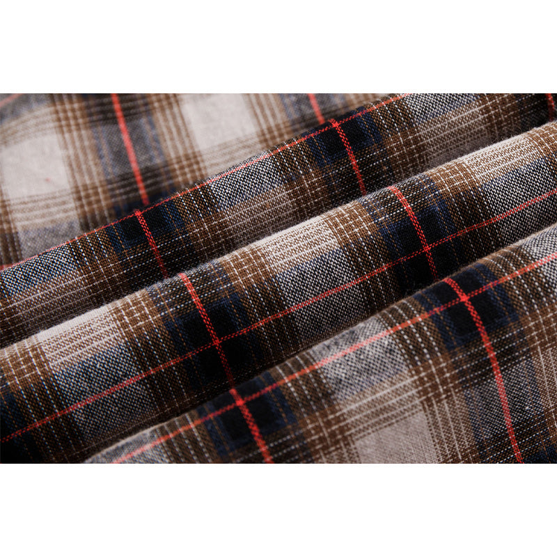Classic check pattern work short-sleeved shirt