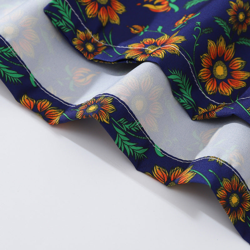 New summer sunflower print short sleeve shirt
