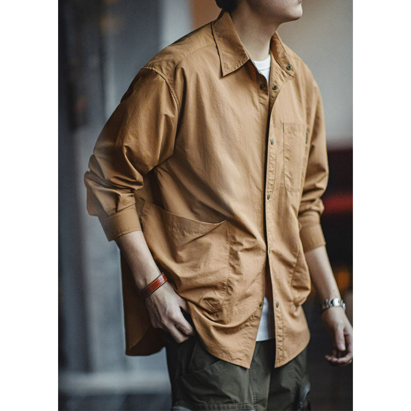 Water-repellent checked Taslon fabric work shirt