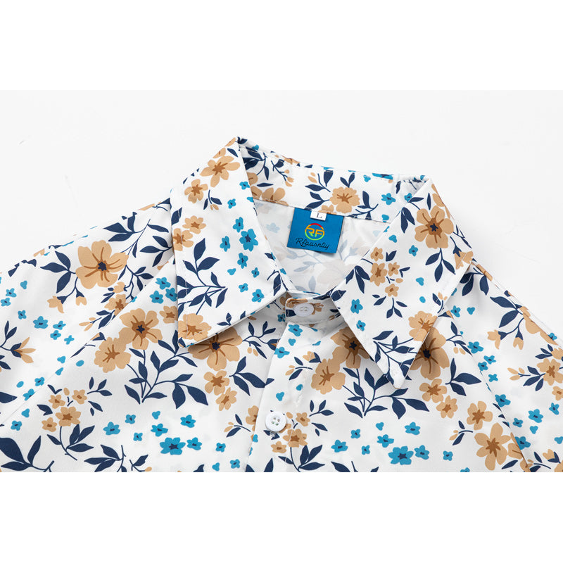 Fresh floral print short sleeve shirt