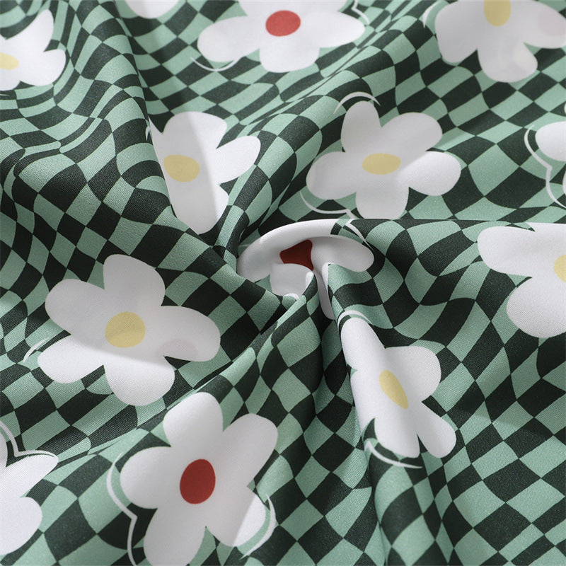 New summer check print short sleeve shirt
