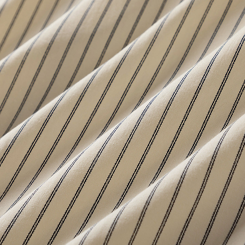 Striped turn-down collar three-dimensional pocket shirt