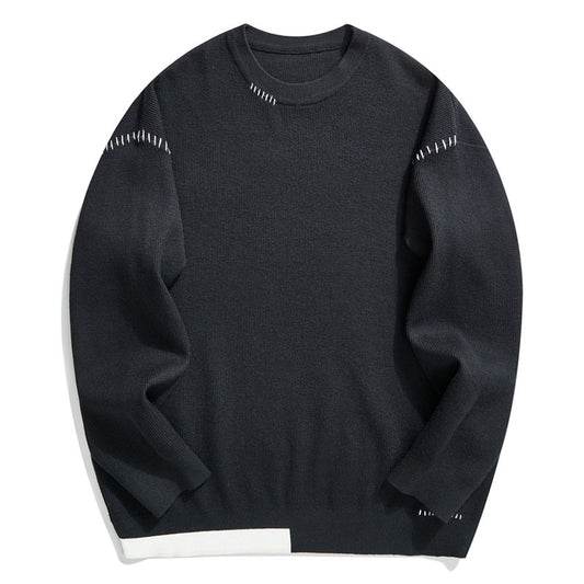 Fashionable color-block sweater with a simple crew neck