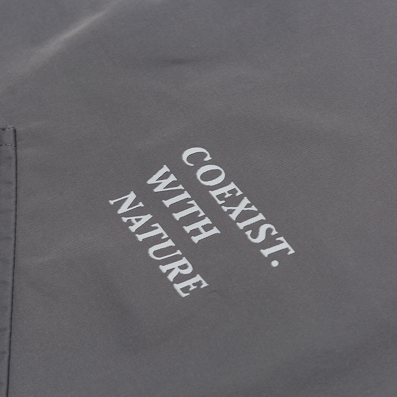 Solid color 3D pocket turn-down collar jacket