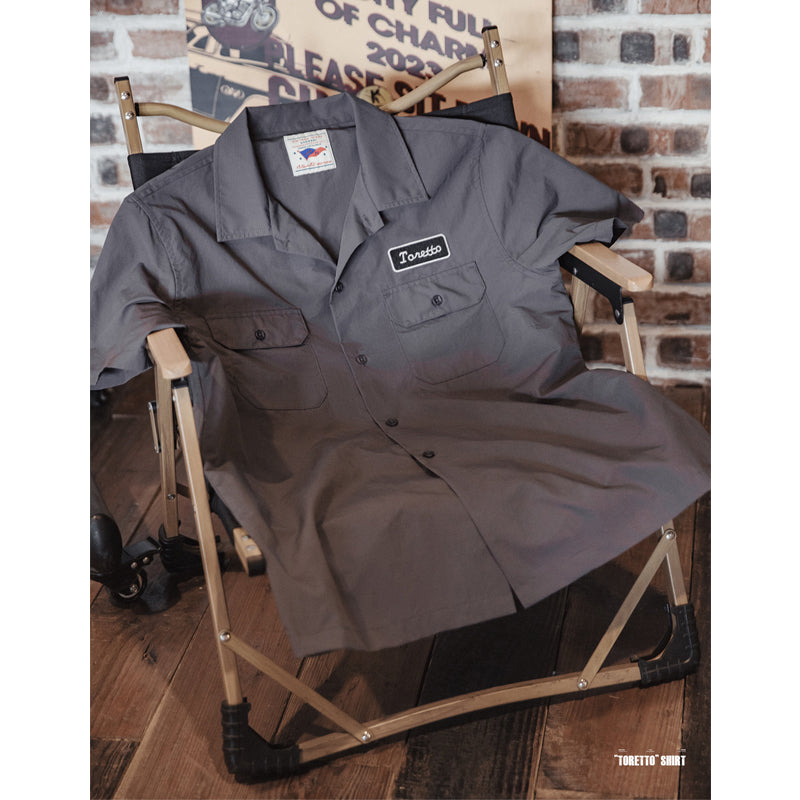 Embroidered tag double pocket work shirt