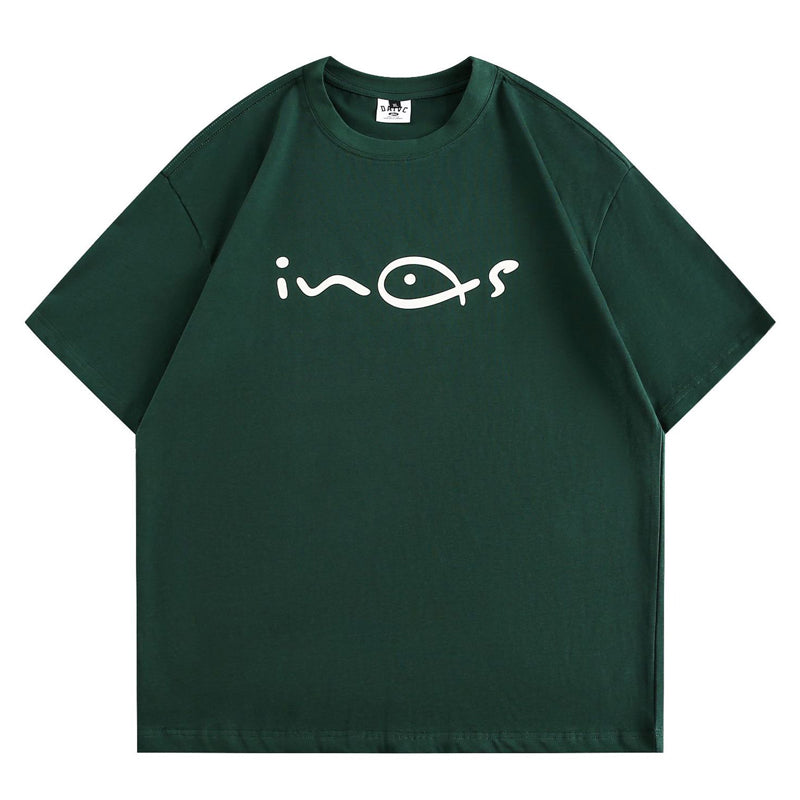 Crew neck fish print short sleeve T-shirt