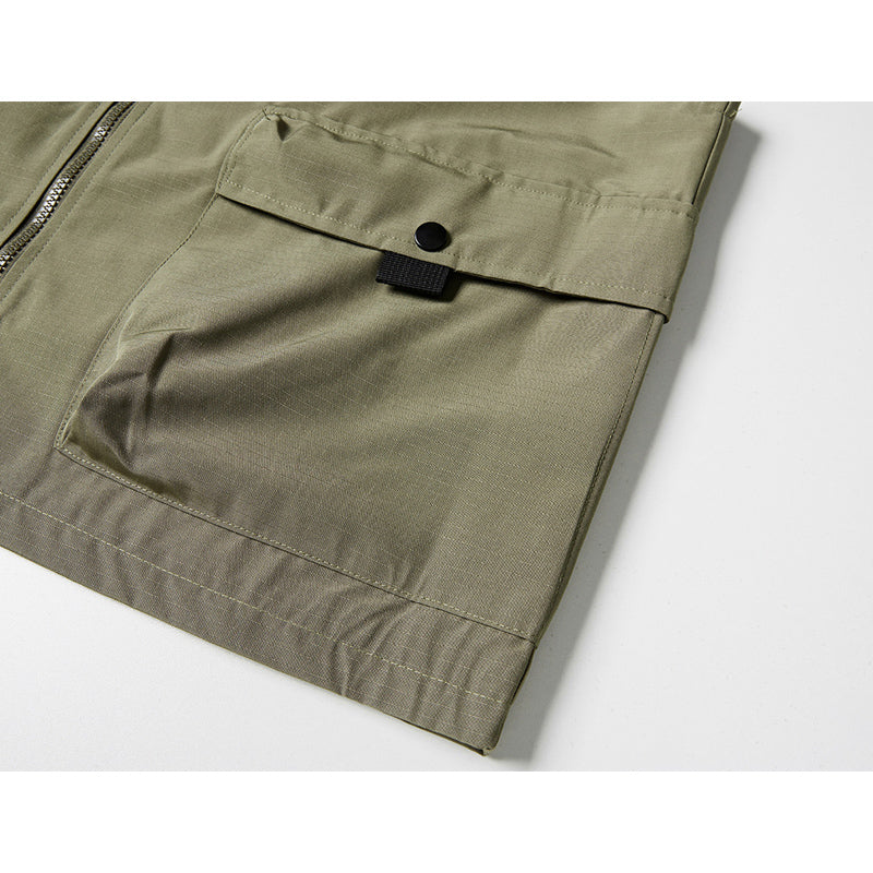 3色展開 Multi pocket フェイクレイヤードチェック柄アウトドアベスト