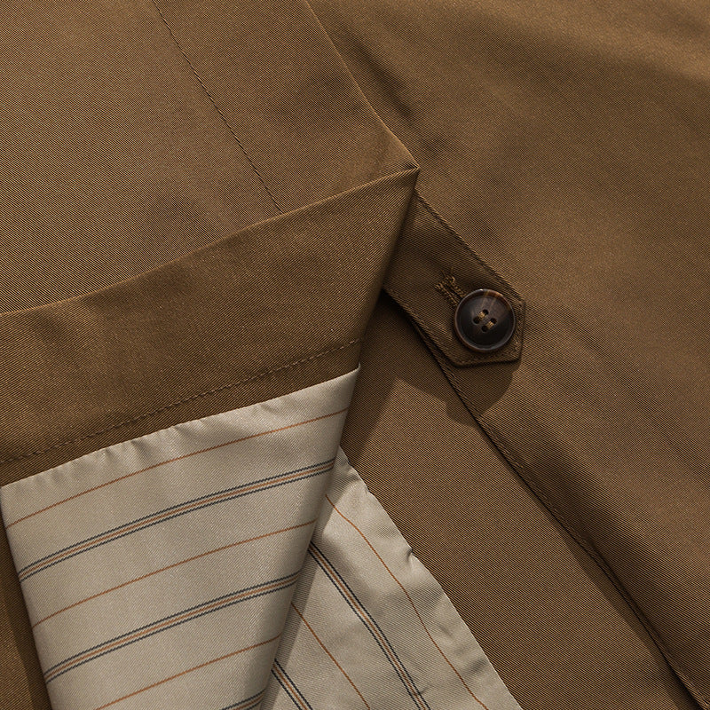 Spring plain turn-down collar mid-length/long coat
