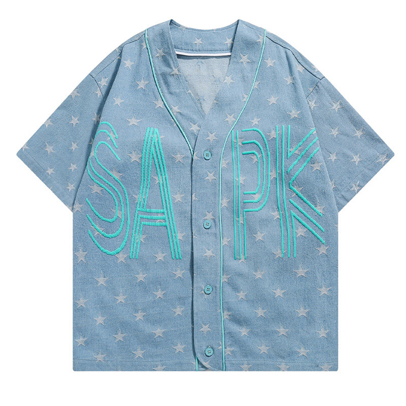 Vintage baseball short-sleeved shirt