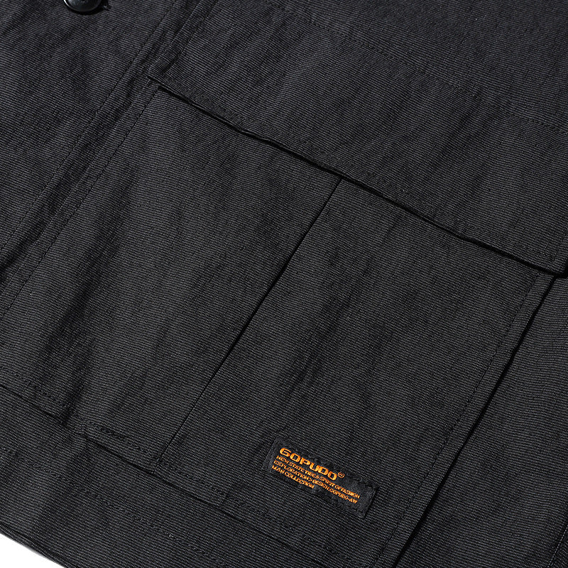 New for summer: Plain suit shirt with folded collar and short sleeves
